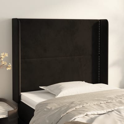 vidaXL - Hoofdbord - met - randen - 93x16x118/128 - cm - fluweel - zwart