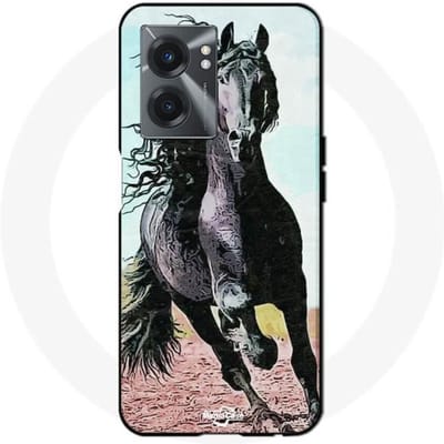 Realme V23 koffer Zwart Fries paard met lange manen