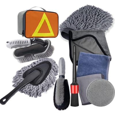 10PCS Autowas Reinigingsgereedschap Kit Auto Detailing Borstel Dash Duster Borstel Washandschoen Handdoeken
