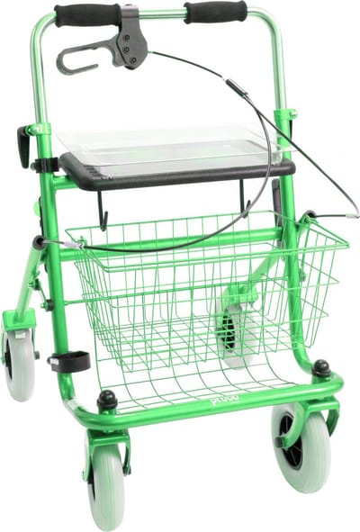 Rollator 43 cm zitbreedte - Premis Provo - Tot 120 kg - In hoogte verstelbaar - Duwbeugel - Met één hand te bedienen - Rechtshandig -Metallic Appelgroen