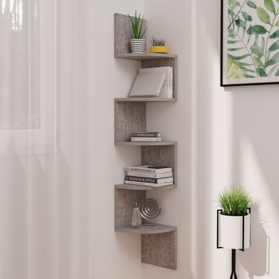 vidaXL - Hoekwandschap - 19x19x123 - cm - bewerkt - hout - betongrijs