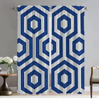 Geometrische Patronen Polyester Gordijnen voor Woonkamer Gordijn Halloween Decoratie Scheidingsschermen Gordijnen 2 Stuks Keuken W50xH70cmx2pcs-CL white