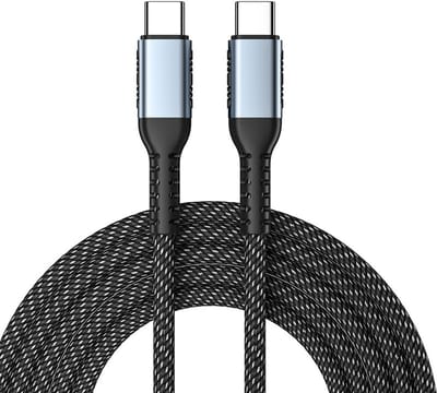 Nereb - USB-C Kabel 240W – PD 3.1 – Gevlochten Nylon – Zwart – 1 Meter