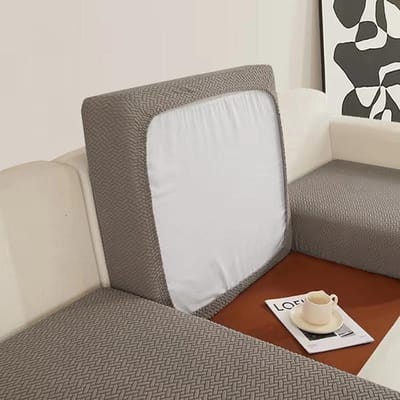 Jacquard bank zitkussenhoezen elastische luchtstoelhoes hoekbankhoezen meubelzitbank hoes voor woonkamer Normal Size (S)-1pc donkere kaki kleur