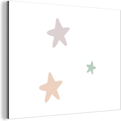 Wanddecoratie Metaal - Aluminium Schilderij Industrieel - Sterren - Pastel - Meiden - Jongens - Kinderen - 80x60 cm - Dibond - Foto op aluminium - Industriële muurdecoratie - Voor de woonkamer/slaapkamer