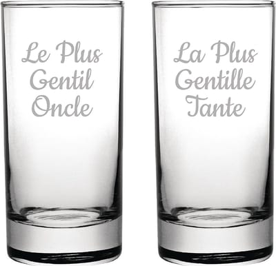 Longdrinkglas gegraveerd - 28,5cl - Le Plus Gentil Oncle & La Plus Gentille Tante