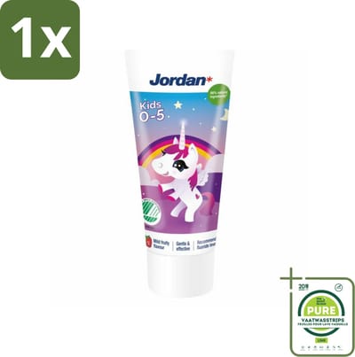 1 x Jordan Tandpasta Kids 0-5 jaar 50 ml - Tandpasta Voor Kinderen - Kindertandpasta - Melkgebit Beschermen - Gaatjes Voorkomen - Fluoride 1450 Ppm