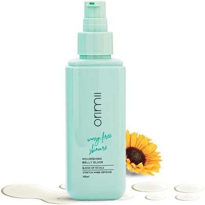 ORIMII Buikolie Voor Verwijdering van Striae 100ml | Zwangerschap Veilige Buikbehandeling Elixir Met 10 Botanische Oliën blue