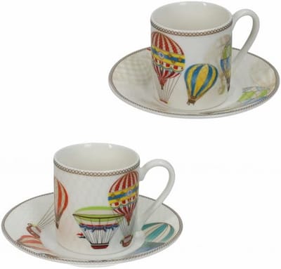 Set van 2 Koffiekopjes en Schotels New Bone China 65ml