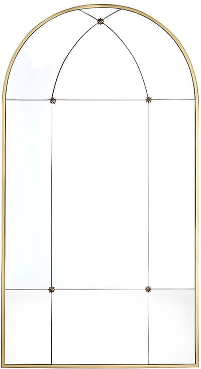 Vente-unique Metalen vensterspiegel - B. 80 x H. 150 cm - Antiek goud - PALMYRE