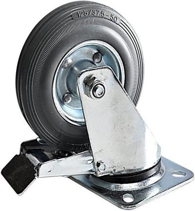 Benson Zwenkwieltje met rem - rubber - draagkracht 100 kg - 125 mm - zwenkwiel