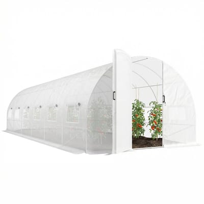 Outsunny Tunnelkas - PE, gegalvaniseerd staal - 295x798x199cm - Wit