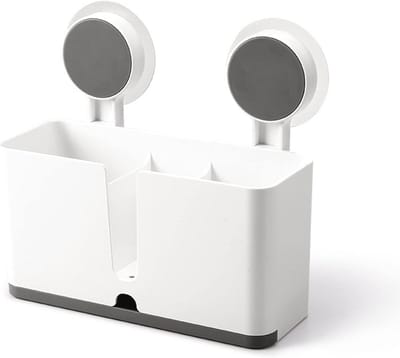 Keuken Organizer - Afwasbak Houder - Keuken Opruimen - Zuignap Bevestiging - 21 x 8 x 18.5 cm - Wit