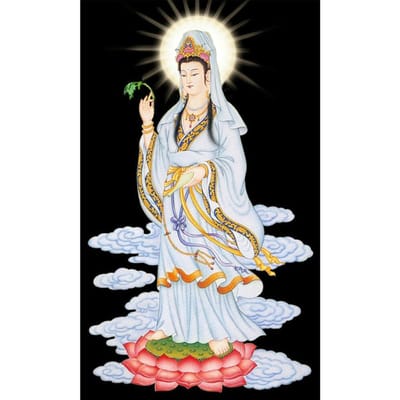 Cross Stitch Kit DIY diamant borduurwerk Guanyin Bodhisattva Diamond schilderij mozaïek Home Decor 20X30CM white