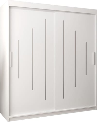 InspireMe - Kledingkast met 2 schuifdeuren, Modern-stijl, Een kledingkast met planken (BxHxD): 180x200x62 - MALTESE 180 Wit Mat