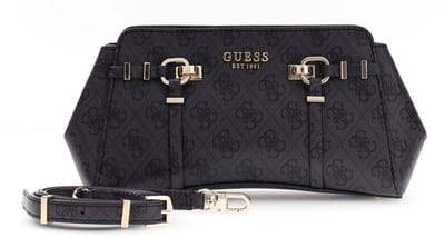 GUESS schoudertas Leona Logo Girlfriend Xbody Coal Logo donkergrijs