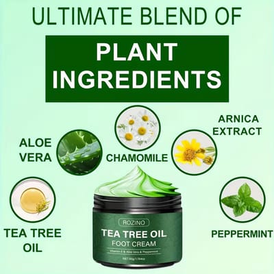 Voetcrème met Tea Tree Olie – Vitamine E, Aloë Vera & Mint – Hydraterende Crème voor Droge Huid – Verzorging voor Voeten & Huid – 1 Stuk