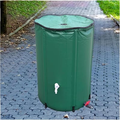 Opvouwbare Regenton - Regenwateropvangton Tuin - Water Besparen - Inclusief Twee Kranen - 100L - Groen