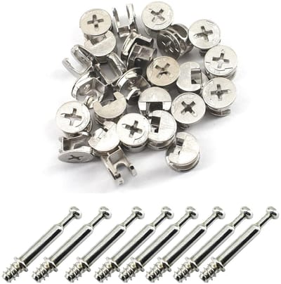 25 Stuks Eccentrische Cam Lock Schroeven met Metalen Zelftappende Pluggen voor Meubels, Kasten en Laden