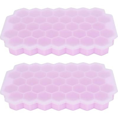 2 Stuks Roze Siliconen IJsblokjesbak 37 Vakken Kamvorm Ijsvorm met Deksel Keukengerei L(for 6.5-9kg) white