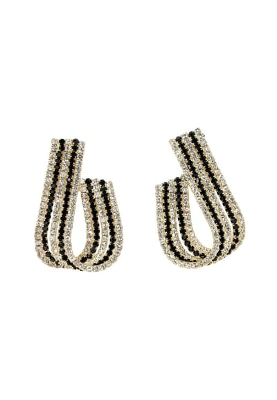 AVANT-GARDE PARIS Oorringen Met Kristal J-Vormig - Wit - Goudkleurige Plating - Elegante Dames Sieraden