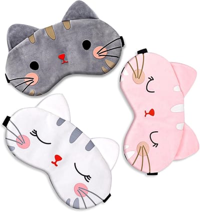 Schattig Slaapoogmasker - Zacht Pluche - 3 Stuks - Cartoonstijl