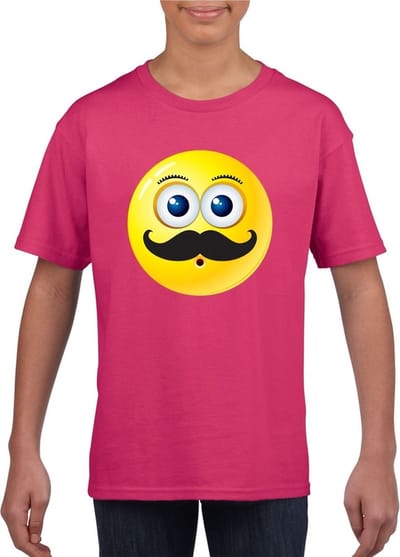 emoticon/ emoticon t-shirt snor roze kinderen 110/116