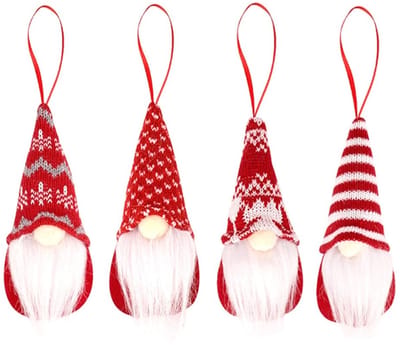 Dailygoods - 4 kerstkabouters, Scandinavische stijl kerstboomversiering, premium hangers voor geschenken en warme feestelijke sfeer, decoratie-ideeën