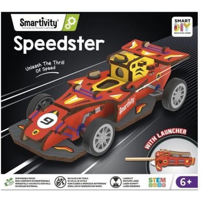 Smartivity Mechanische Wheel Racers Speedster - Houten 3D Bouwpakket & Lanceerder - Duurzaam Constructiespeelgoed & Modelbouw - Cadeau voor Jong & Oud - Vanaf 8 Jaar tot Volwassen
