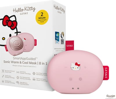 GESKE x Hello Kitty | SmartAppGuided™ Sonic Warm & Cool Mask | 8 in 1 | Beauty LED-gezichtsmasker | Roodlichttherapie | Warmte | Koeling | Betere gezichtsverzorging | Gezichtsmassager