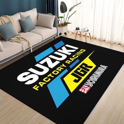 3D Raceauto S-SUZUKI Logo Motorfiets Tapijt Vloerkleed voor Woonkamer Slaapkamer Huis Sofa Decoratie, Kinderen spelen Antislip Vloermat 40x60cm( 15x23in )