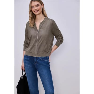 Blouson van velours mesh met ritssluiting