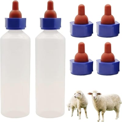 Lamsmelkfles 500 ml met 4 melkspenen, voedingsfles voor schapen, ideaal voor boerderijdieren en lammeren