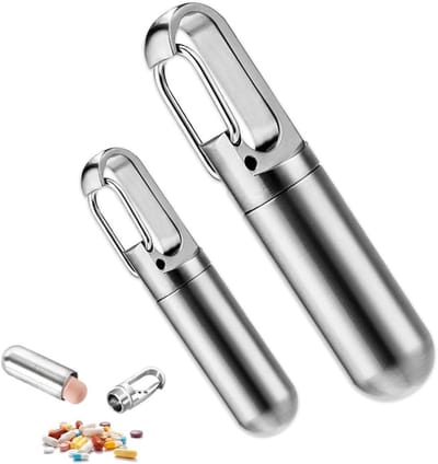 Pillendoos sleutelhanger - Waterdichte tablettenbox voor outdoor, kamperen en wandelen - Compact en lichtgewicht design voor klimmen en reizen