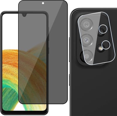Privacy Screenprotector geschikt voor Samsung Galaxy A33 met Camera Screen Protector - Volledig Dekkende Gehard Glas Tempered Glass Screen Protector