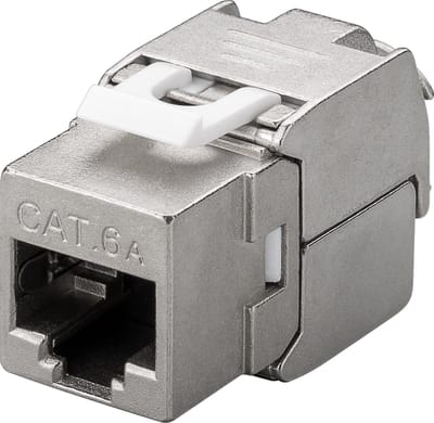 Pro Keystone module RJ45 CAT 6A STP 500 MHz slim-line: Keystone module RJ45 CAT 6A STP 500 MHz slanke uitvoering - Zilver