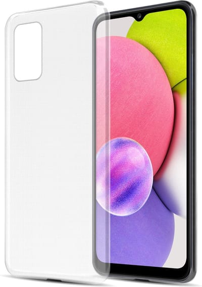 Cadorabo Hoesje geschikt voor Samsung Galaxy A03s in VOLLEDIG TRANSPARANT - Beschermhoes gemaakt van flexibel TPU Silicone Case Cover