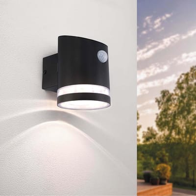 Zonne-energie LED Wandlamp met Bewegingssensor - 3000K, IP44, Zwart - Tuinverlichting en Sfeerverlichting