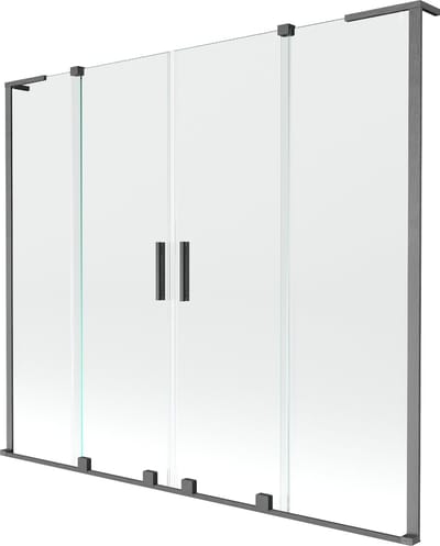 Mexen Velar L Duo badwand 2-vleugelig verschuifbaar 170 x 150 , transparant, geborsteld kanon grijs - 896-170-003-02-66