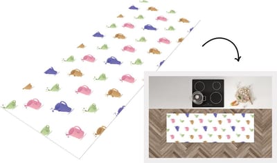Keukenloper - Loper keuken - Patronen - Thee - Theekop - 150x50 cm - Keukenloper vinyl