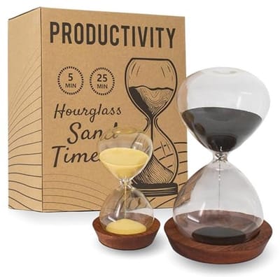 Zandloper set met pomodoro timers - tijdmanagement en productiviteitstool voor thuiskantoor