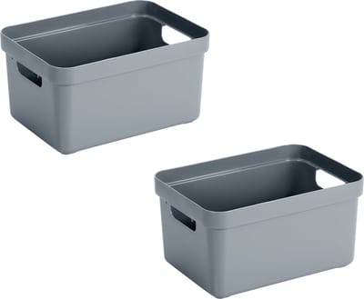 Sunware Opbergbox Sigma - 2x stuks - kunststof - blauw - 5 liter - Opbergbakken/opbergers - 25,2 x 18 x 12,2 cm