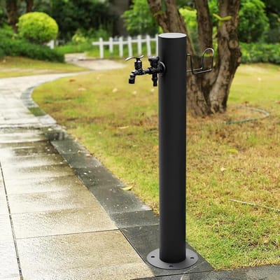 Waterkolom met kraan - Buitenfontein Vrijstaand - Tuin Bewatering - Antivries Isolatie - 86 cm Hoog - Zwart