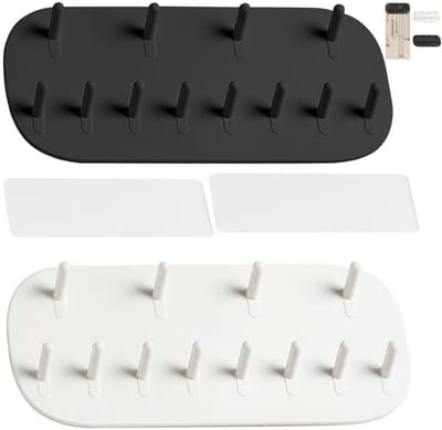 Dailygoods- Halskettinghanger 2 Stuks - Sieradenhouder Muur - Zelfklevende Kleerhangers - Oorbellen/Ringenhouder - Hoogwaardig Polypropeen - Compact 14 x 6 x 2 cm