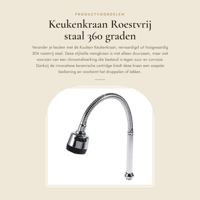 Dailygoods- Keukenkraan 360° Draaiend - 304 Roestvrij Staal - Enkele Handgreep - Dubbele Functie Sproeikop - Duurzaam - Corrosiebestendig - Faucet