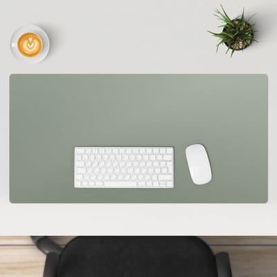 Wallfluent - Steengroen Bureau Onderlegger - 90x45 cm - Grijsgroen Onderlegger Bureau - Pastel- en aardse kleuren Computer Mat - Bureau Pad - Slaapkamer Decoraties - Onderlegger Bureau