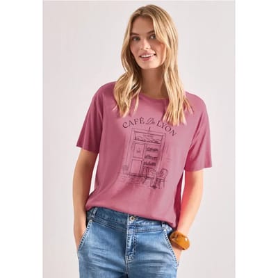 Shirt met ronde hals en opdruk aan de voorkant