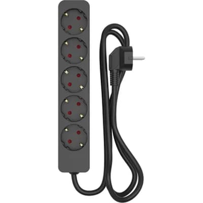 Baseline Stekkerdoos 5-voudig Zwart 1,5 Meter