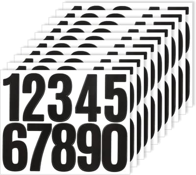 Cijfer stickers - 12 Vellen - Stickervel Set - Brievenbusstickers - Standaard lettertype - Geschikt voor brievenbussen, borden en huisnummers - 29*22cm - Zwart