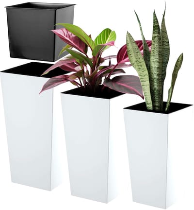 KADAX Bloempotset, bloempot van kunststof, plantenbak, weerbestendige bloempot, voor binnen en buiten, weerbestendige bloempot (mat wit, set van 3 stuks)
